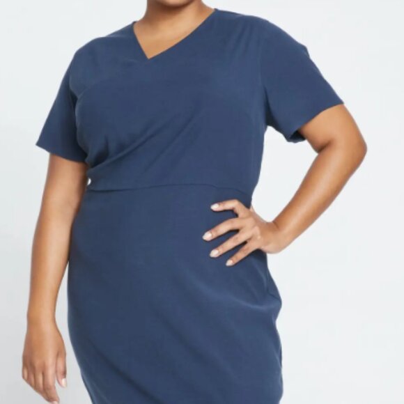 Universal Standard Deep Storm Mary Luxe Dress Blue Sz Small - Picture 1 of 11